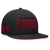 Men's Fanatics Black Chicago Blackhawks Fundamental Gino Stack Snapback Hat