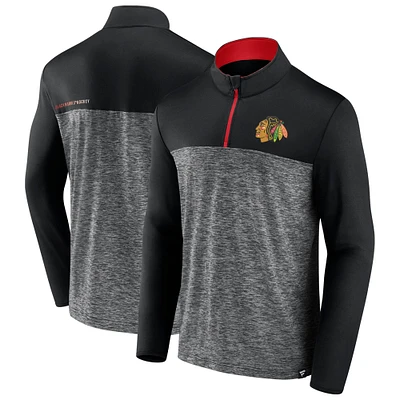 Men's Fanatics Black Chicago Blackhawks Iconic Defender Quarter-Zip Jacket