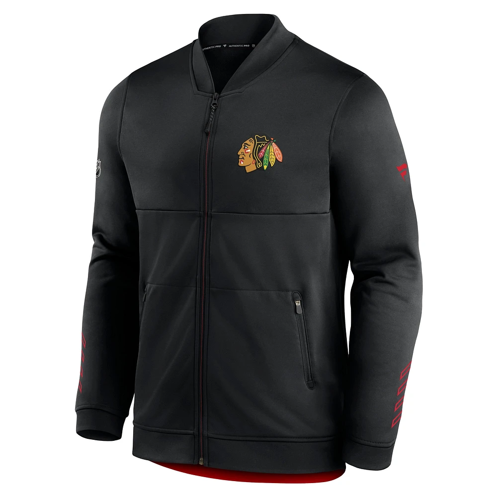 Veste noire entièrement zippée Fanatics pour hommes des Blackhawks de Chicago