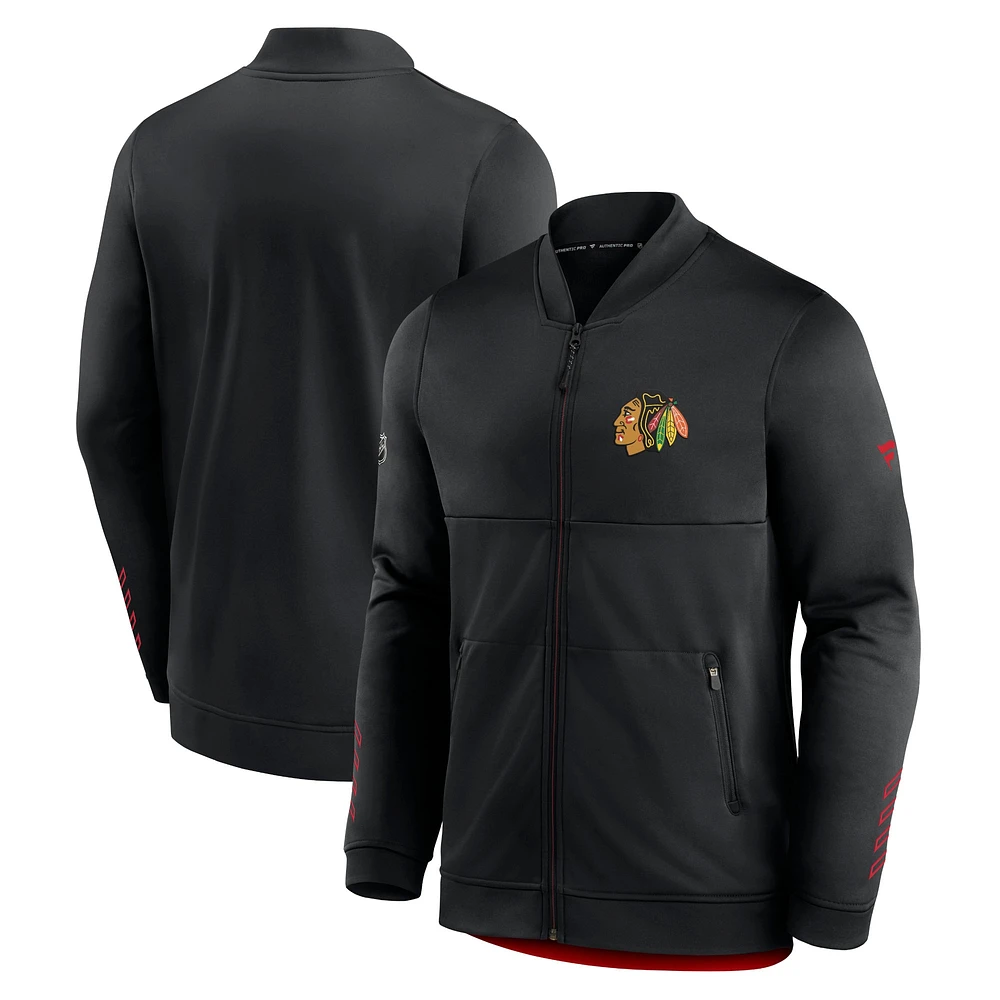 Veste noire entièrement zippée Fanatics pour hommes des Blackhawks de Chicago