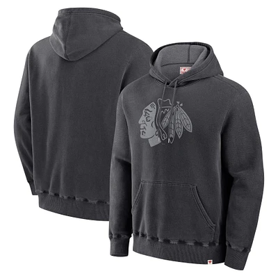 Sweat à capuche en polaire noir Fanatics Chicago Blackhawks pour hommes fabriqué au Canada