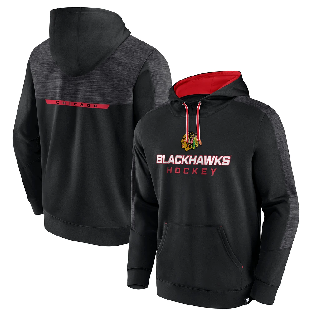 Men's Fanatics Black Chicago Blackhawks Make the Play Pullover Hoodie