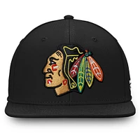 Casquette Snapback Fanatics noire pour homme avec emblème Team Core des Chicago Blackhawks