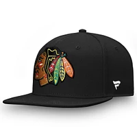 Casquette Snapback Fanatics noire pour homme avec emblème Team Core des Chicago Blackhawks