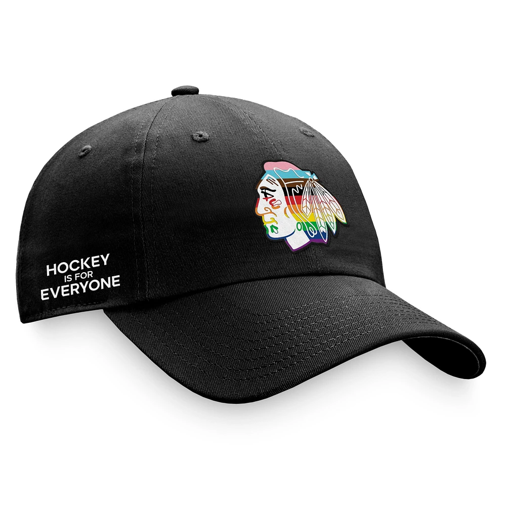 Men's Fanatics Black Chicago Blackhawks Team Logo Pride Adjustable Hat