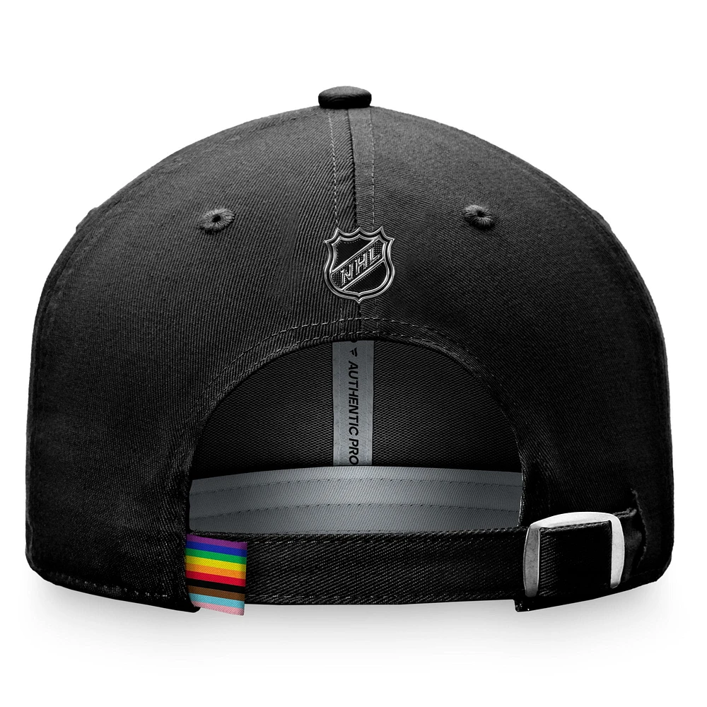 Men's Fanatics Black Chicago Blackhawks Team Logo Pride Adjustable Hat