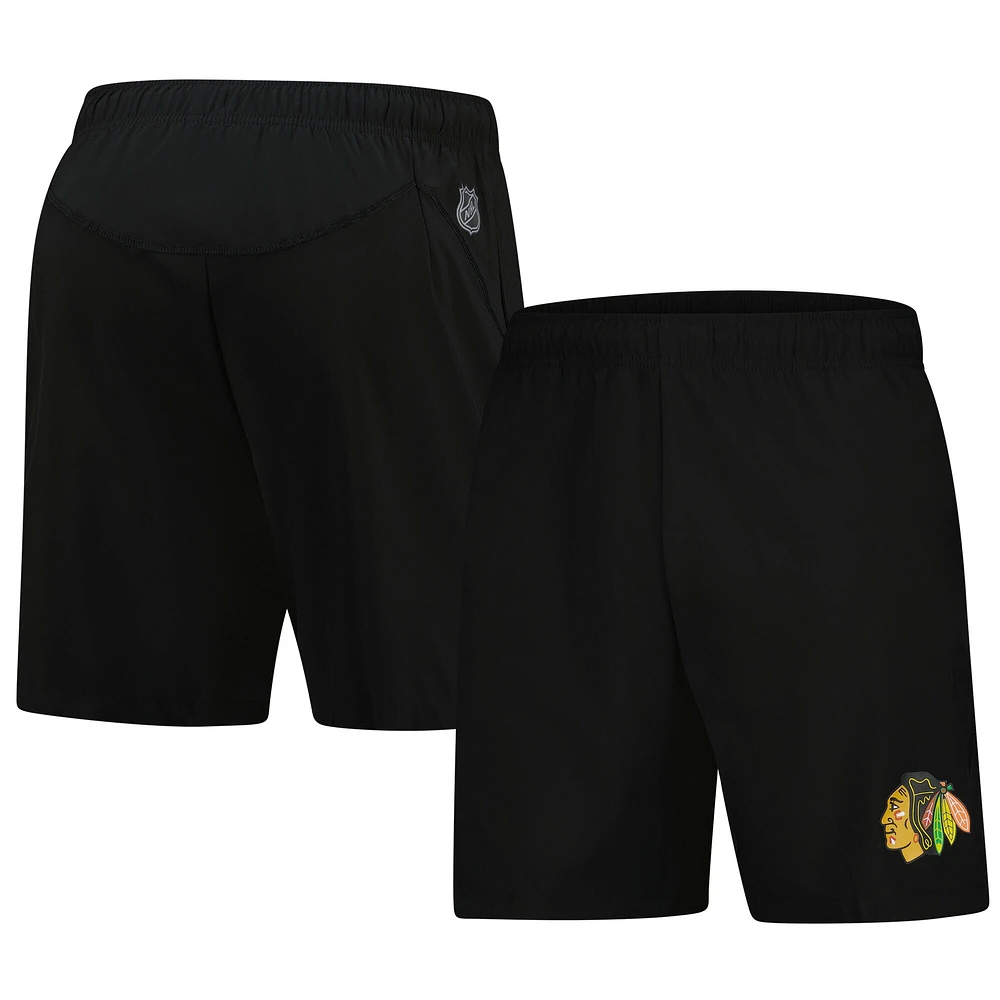 Short d'entraînement technique noir Chicago Blackhawks Fanatics pour homme