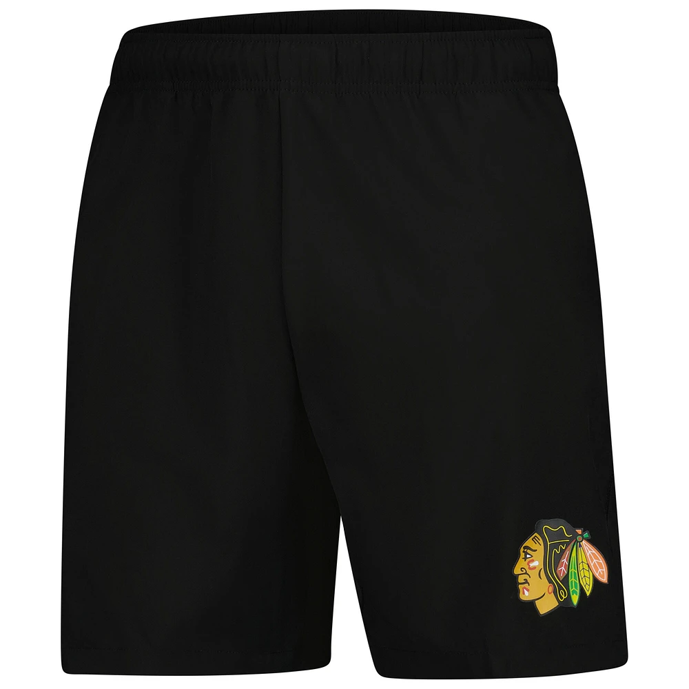 Short d'entraînement technique noir Chicago Blackhawks Fanatics pour homme