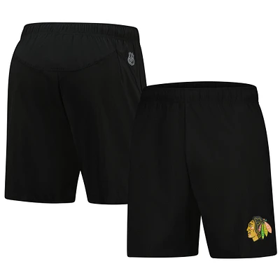 Short d'entraînement technique noir Chicago Blackhawks Fanatics pour homme