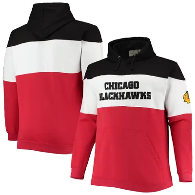 Chicago Blackhawks Fanatics Branded Big & Tall Colorblock Fleece Hoodie - Black/Red