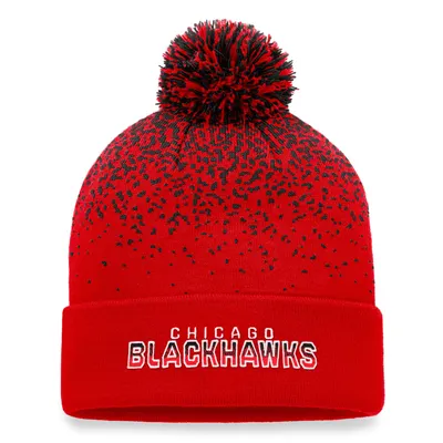 Chicago Blackhawks Fanatics Branded Iconic Gradient Cuffed Knit Hat with Pom - Red