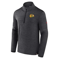 Men's Fanatics  Charcoal Chicago Blackhawks Authentic Pro Quarter-Zip Pullover Top