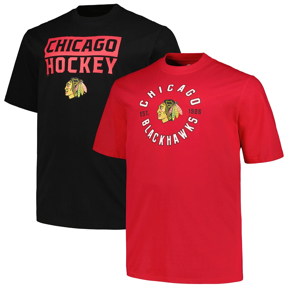 Ensemble de 2 t-shirts Fanatics Chicago Blackhawks Big & Tall pour hommes