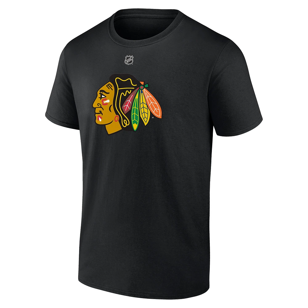 T-shirt noir avec nom et numéro de joueur authentique Stack Player Fanatics Connor Bedard des Blackhawks Chicago 2023 la LNH