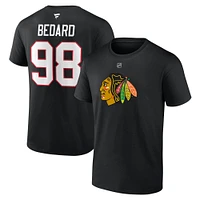 T-shirt noir avec nom et numéro de joueur authentique Stack Player Fanatics Connor Bedard des Blackhawks Chicago 2023 la LNH