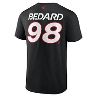 T-shirt noir avec nom et numéro Fanatics Connor Bedard pour hommes des Blackhawks de Chicago Authentic Pro Prime