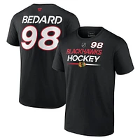 T-shirt noir avec nom et numéro Fanatics Connor Bedard pour hommes des Blackhawks de Chicago Authentic Pro Prime