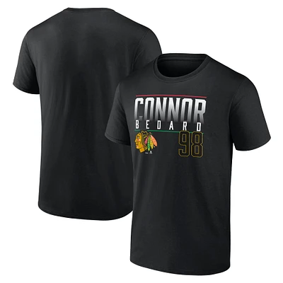 T-shirt noir avec nom et numéro des Blackhawks de Chicago Fanatics Connor Bedard pour hommes