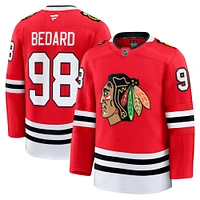 Maillot de joueur à domicile rouge Connor Bedard des Blackhawks Chicago Fanatics pour hommes