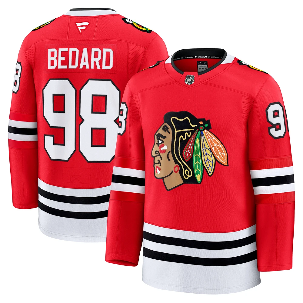 Maillot de joueur à domicile rouge Connor Bedard des Blackhawks Chicago Fanatics pour hommes