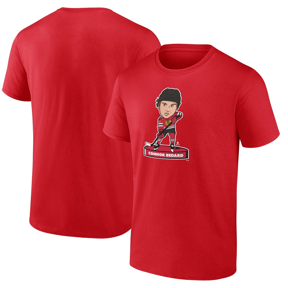 T-shirt à pompon rouge pour hommes Fanatics Connor Bedard des Blackhawks de Chicago