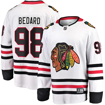 Fanatics pour hommes Connor Bedard blanc Chicago Blackhawks extérieur Premier maillot de joueur échappé