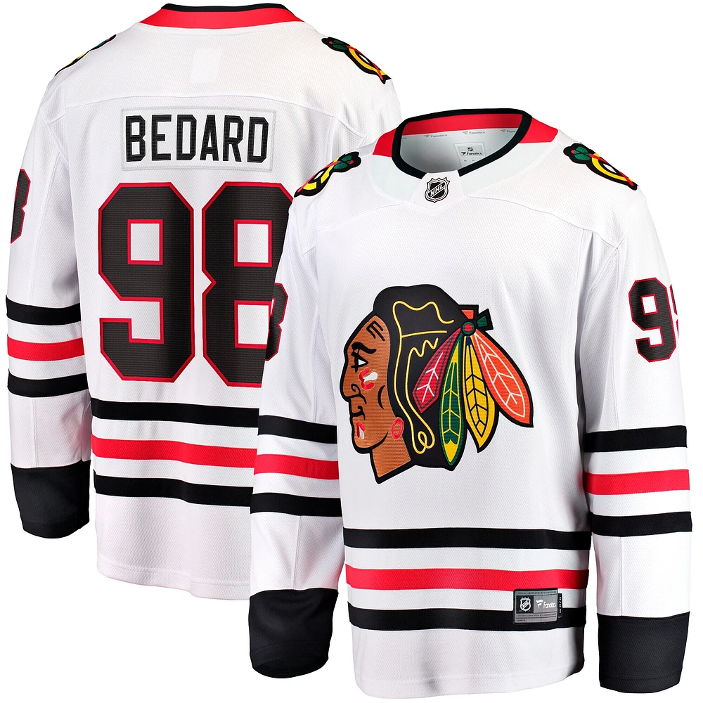 Maillot de joueur première division Connor Bedard des Blackhawks Chicago Fanatics pour hommes, blanc