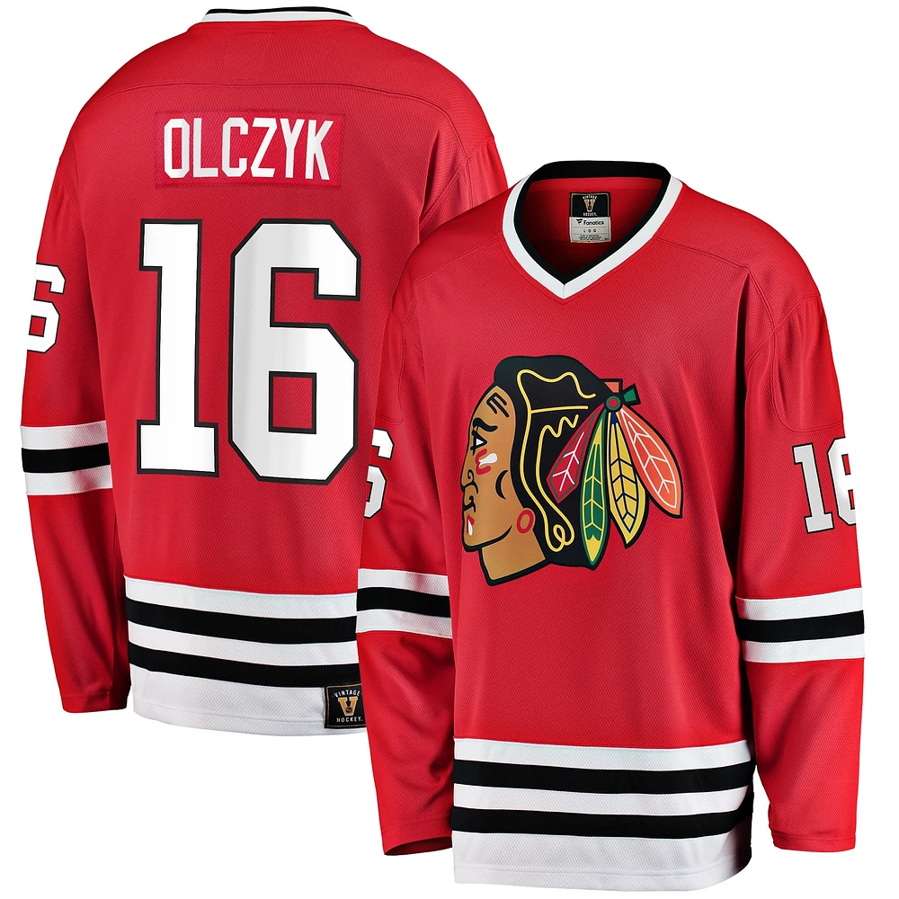 Maillot de joueur retraité Eddie Olczyk Fanatics pour hommes, rouge des Blackhawks Chicago, Premier Breakaway