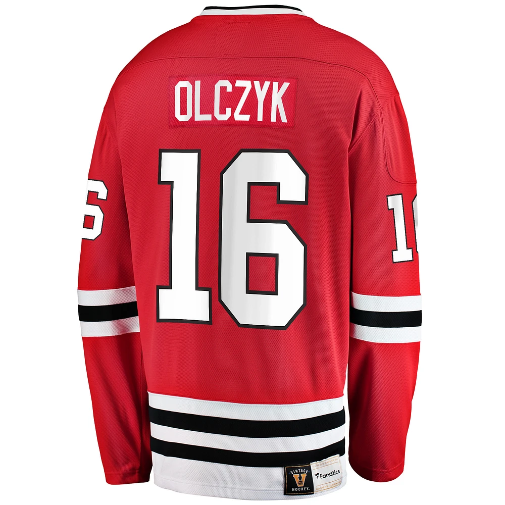 Maillot de joueur retraité Eddie Olczyk Fanatics pour hommes, rouge des Blackhawks Chicago, Premier Breakaway