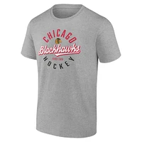 T-shirt gris fanatiques pour hommes avec emblème des Blackhawks de Chicago