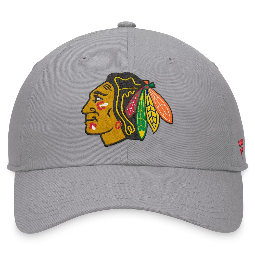 Men's Fanatics Gray Chicago Blackhawks Extra Time Adjustable Hat