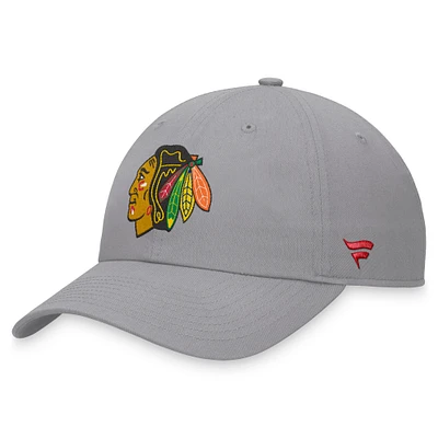 Casquette réglable pour hommes Fanatics gris Chicago Blackhawks Extra Time