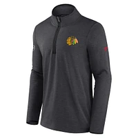 Men's Fanatics Heather Charcoal Chicago Blackhawks Authentic Pro Rink Quarter-Zip Jacket