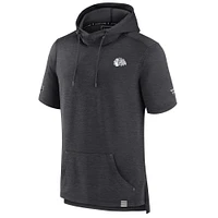 Men's Fanatics  Heather Charcoal Chicago Blackhawks Authentic Pro Short Sleeve Pullover Hoodie