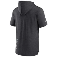 Men's Fanatics  Heather Charcoal Chicago Blackhawks Authentic Pro Short Sleeve Pullover Hoodie