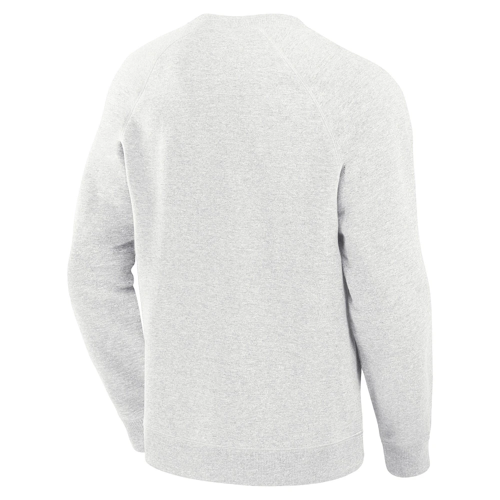 Men's Fanatics Heather Gray Chicago Blackhawks Banner Fleece Raglan Pullover Sweatshirt
