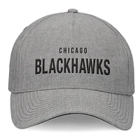 Men's Fanatics Heather Gray Chicago Blackhawks Elements A-Frame Leather Strapback Hat