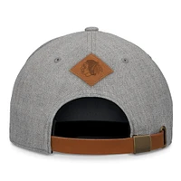 Men's Fanatics Heather Gray Chicago Blackhawks Elements A-Frame Leather Strapback Hat