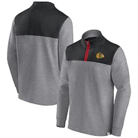 Veste à quart de zip Fanatics Heather Grey Chicago Blackhawks Launch It pour hommes