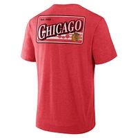 Men's Fanatics Heather Red Chicago Blackhawks Fan Lanes Tri-Blend T-Shirt
