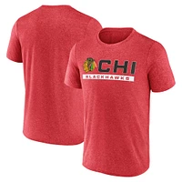 T-shirt Playmaker Fanatics Heather Red pour hommes des Blackhawks de Chicago