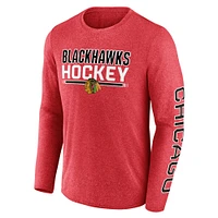 Men's Fanatics Heather Red Chicago Blackhawks Sweep Iconic Synthetic Long Sleeve T-Shirt