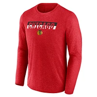 T-shirt à manches longues de transition Fanatics Heather Red pour hommes des Blackhawks Chicago