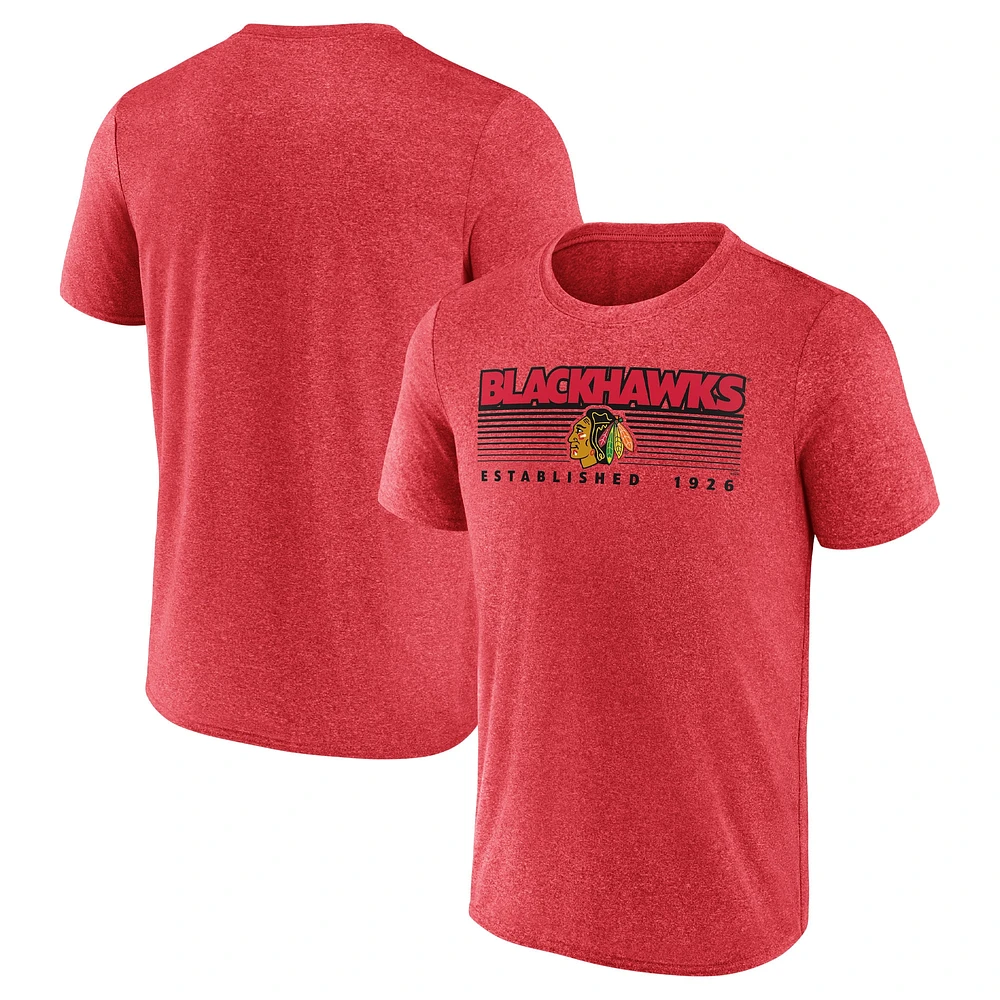 T-shirt Performance Fanatics Heathered Red Chicago Blackhawks Prodigy pour hommes