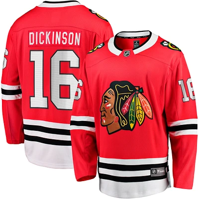 Fanatics pour hommes Jason Dickinson rouge Chicago Blackhawks Home Breakaway - Maillot