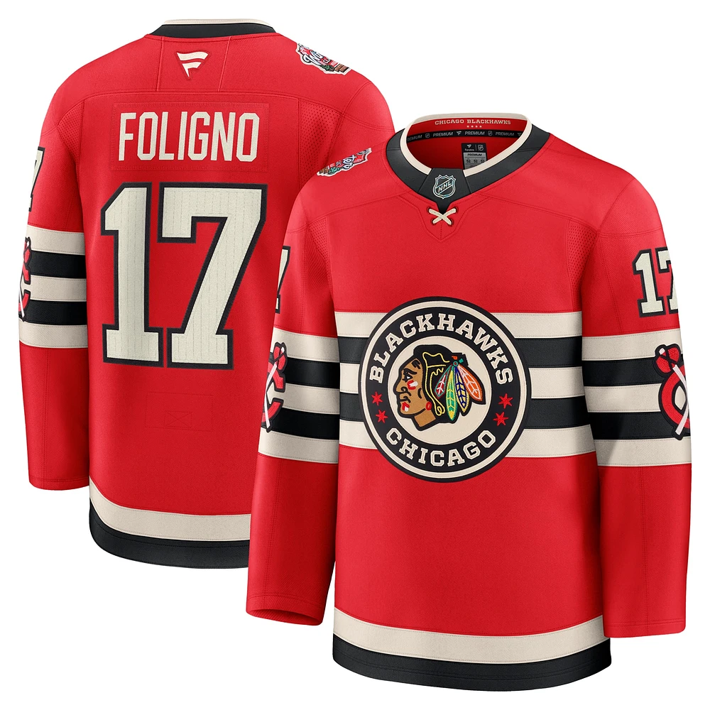 Maillot de joueur premium rouge Chicago Blackhawks 2025 NHL Winter Classic Nick Foligno pour homme