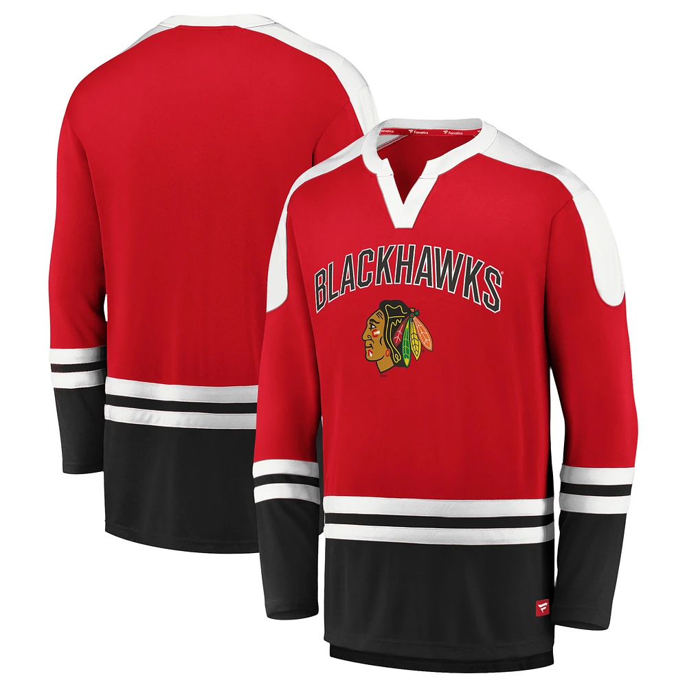 Men's Fanatics Red/Black Chicago Blackhawks Iconic Slapshot Long Sleeve T-Shirt