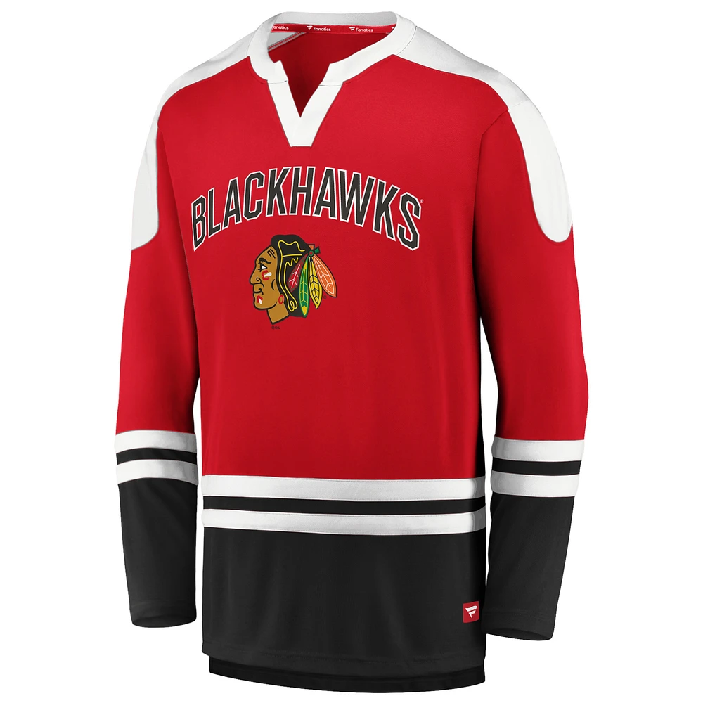 Men's Fanatics Red/Black Chicago Blackhawks Iconic Slapshot Long Sleeve T-Shirt