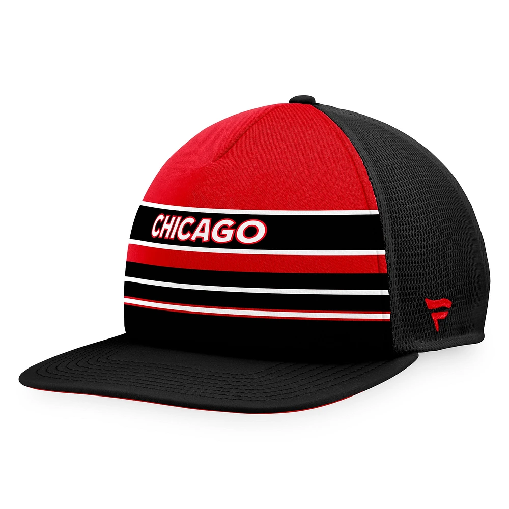 Casquette réglable Snapback Trucker Snapback rouge/noir de marque Fanatics pour hommes, édition spéciale des Blackhawks de Chicago