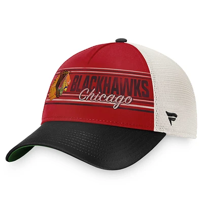 Casquette Snapback de camionneur rétro classique rouge/noir Fanatics pour hommes des Blackhawks de Chicago